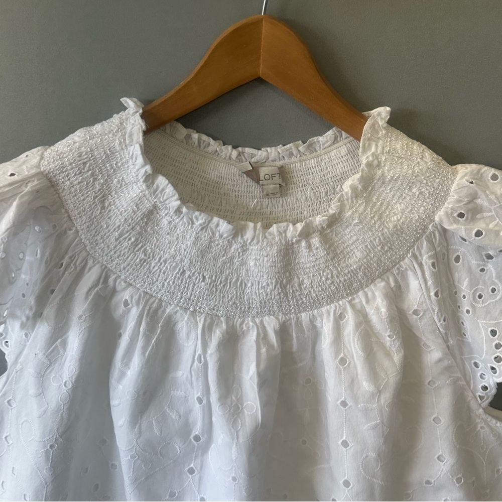 5 for $40 Loft Top Blouse Shirt Size XL White Lace - Picture 5 of 7